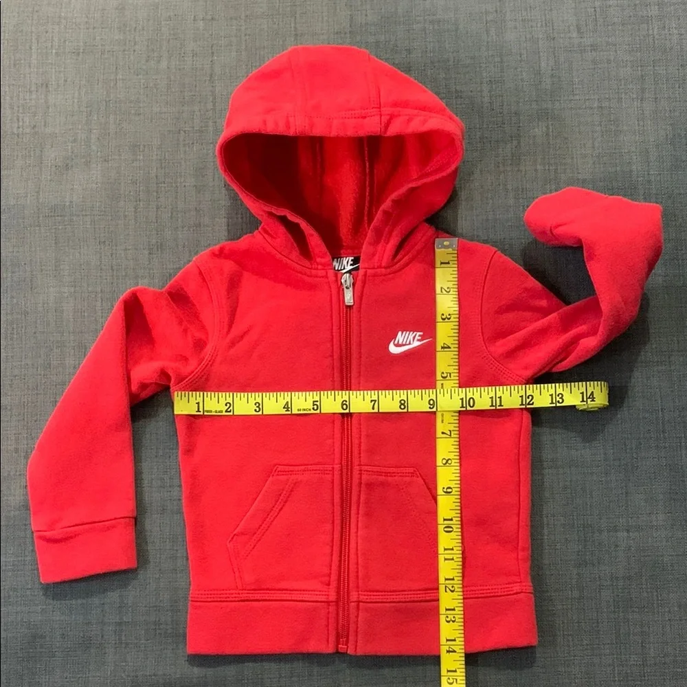 Nike Kids Zip Up Hoodie Red 1 - 2 Years Pockets Activewear Gym Layering